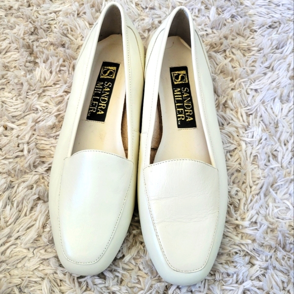 Vintage 90's Sandra Miller White Leather Loafers - Picture 1 of 7